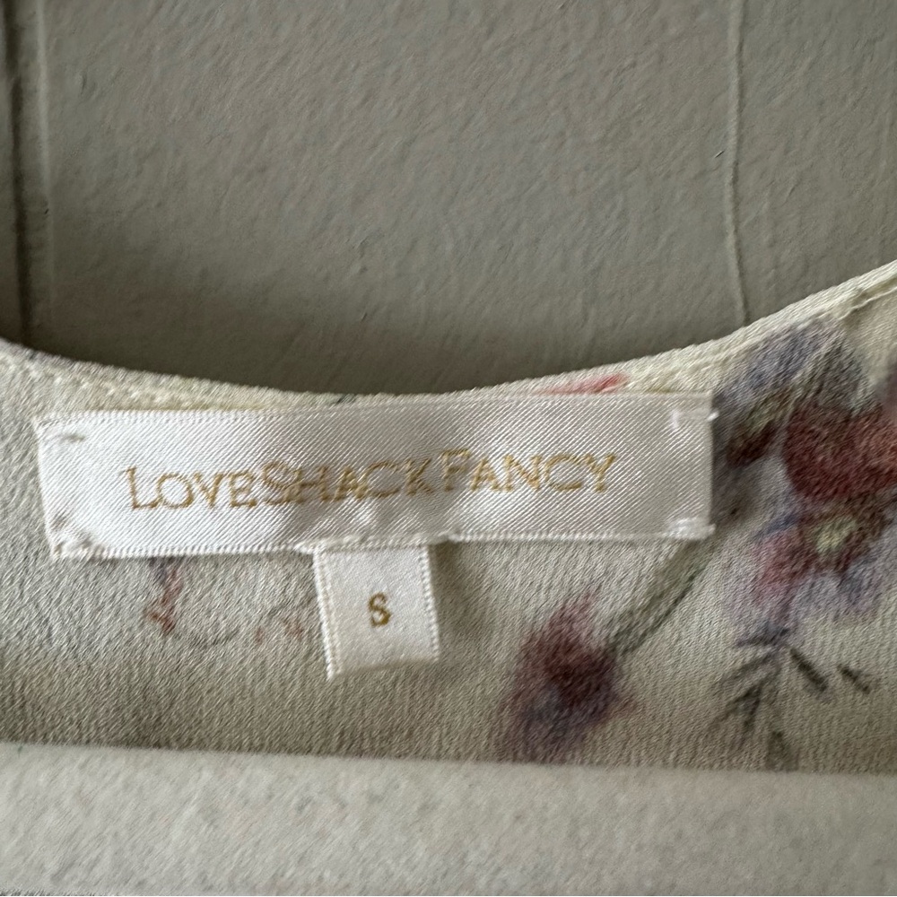 LoveShackFancy Floral Cora Silk Mini Dress Size SM Cream Coquette Feminine Sheer - Picture 5 of 14